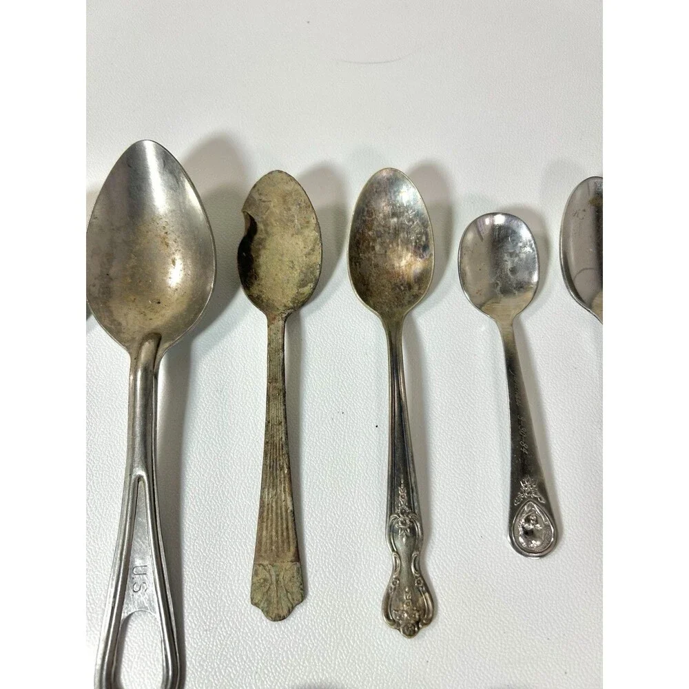 Lot Of 40 Antique Spoons Silverware Craft Lot Some Wear Rust